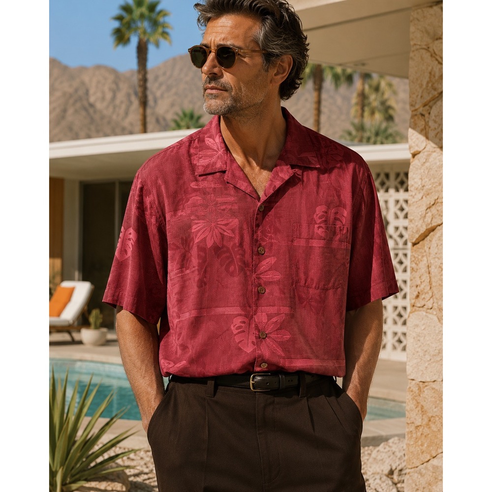 Vintage Silk Circa 1969 Mens XL Silk Cotton Hawaiian Shirt Tropical Aloha